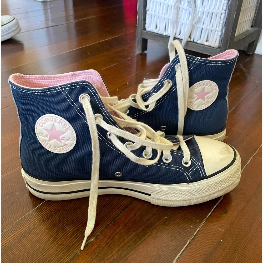 Pink and blue converse